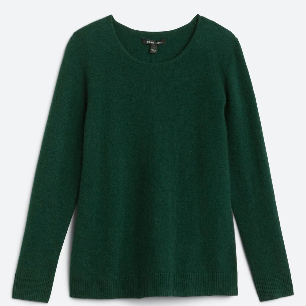41 Hawthorn Rella Ultra Lightweight Cashmere Crewneck Sweater Dark Green L